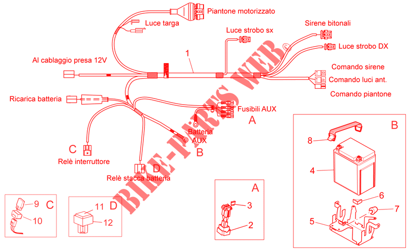 Police ausiliary Electrical system para MOTO GUZZI Norge IE 2008